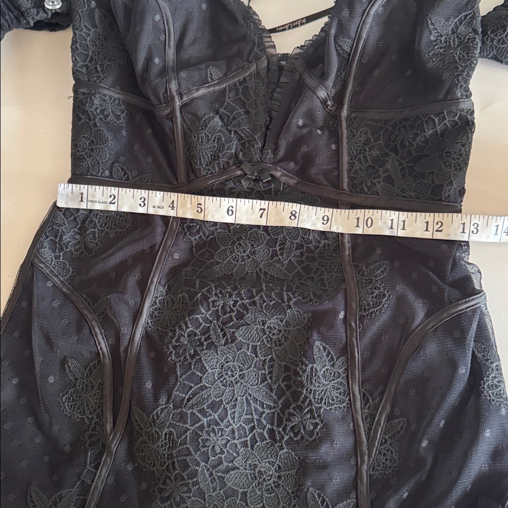 For Love & Lemons Azalea Black Strapless Lace Romantic Witchy Mini Dress size M - Picture 6 of 12